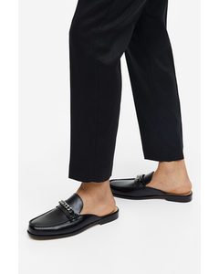Chain-detail Mule Loafers Black
