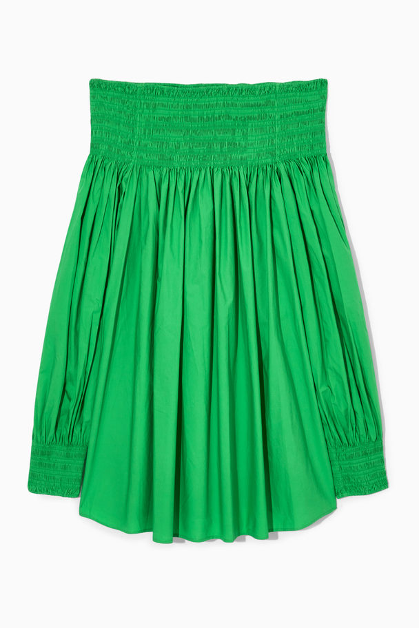 COS Smocked Off-the-shoulder Top Green