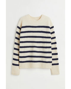 Rib-knit Jumper Cream/striped