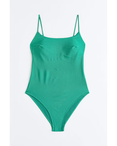 Padded-cup Swimsuit Emerald Green
