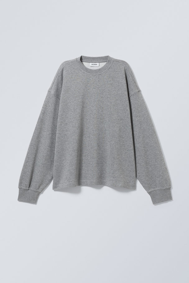 Weekday Boxy Sweatshirt Med Rund Hals Støvet Mellemgrå