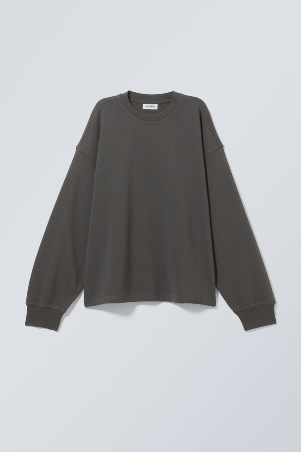 Weekday Boxy Sweatshirt Med Rund Hals Off Black