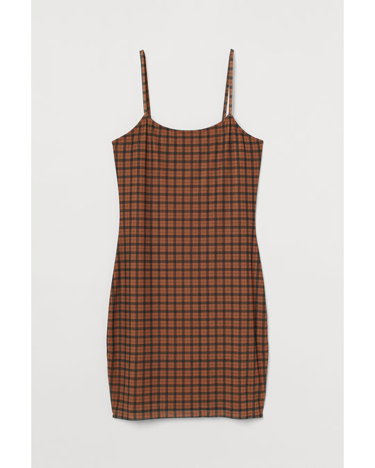 H&M Fitted Dress Brown/checked