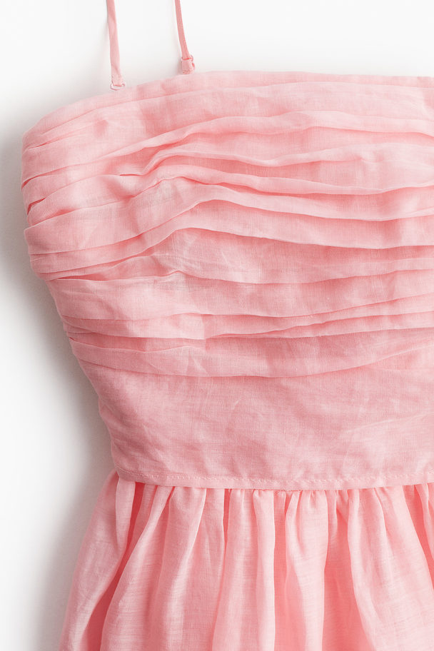 H&M Ramie Bandeau Dress Light Pink