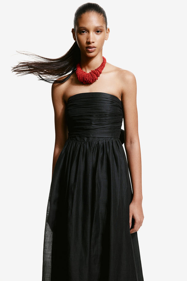H&M Bandeau-kjole I Ramie Sort