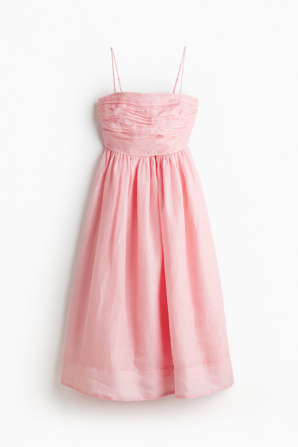 H&M Bandeau-Kleid aus Ramie Hellrosa