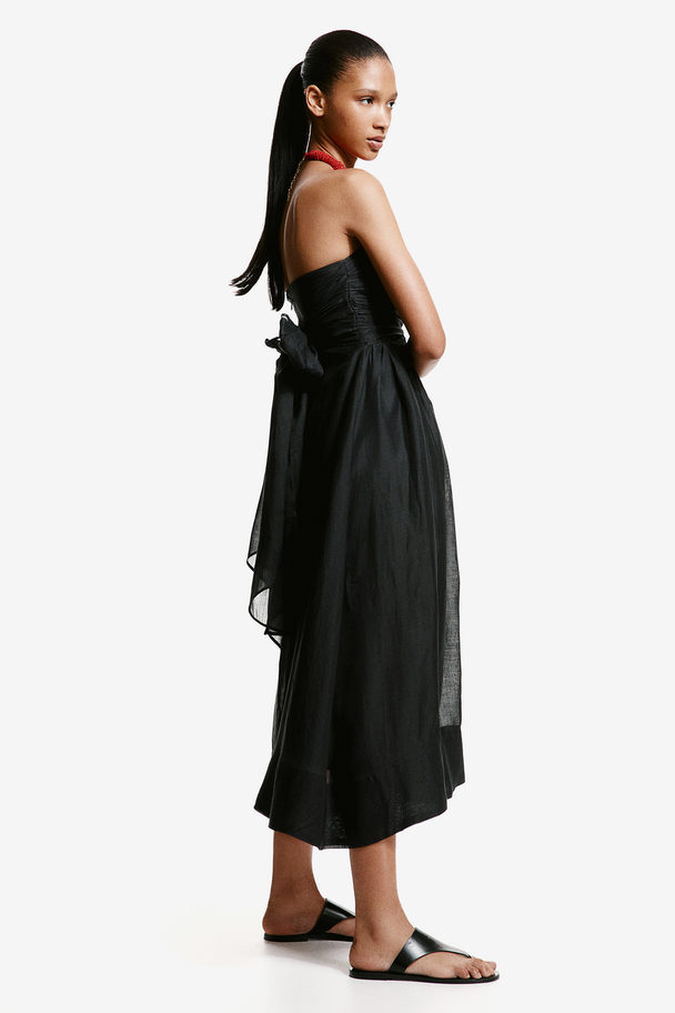 H&M Ramie Bandeau Dress Black