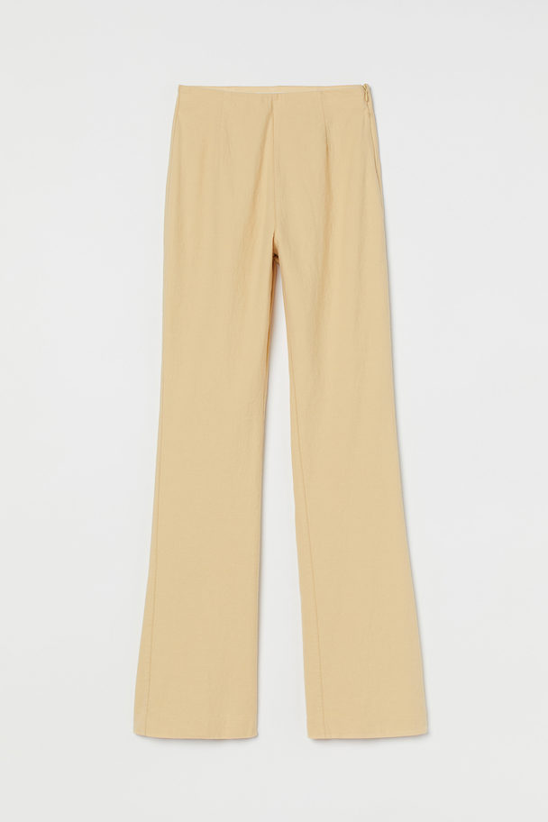 H&M Linen-blend Trousers Light Yellow