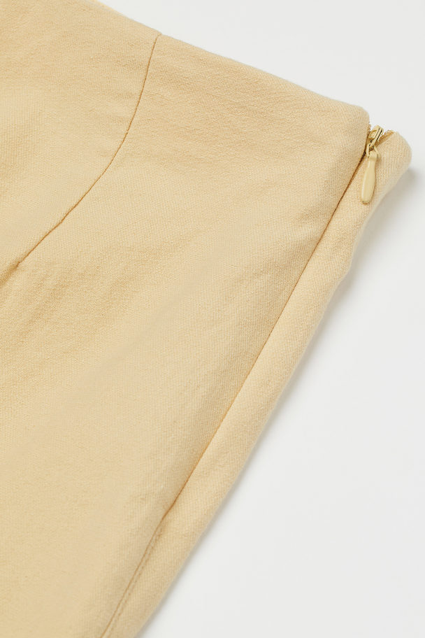 H&M Linen-blend Trousers Light Yellow