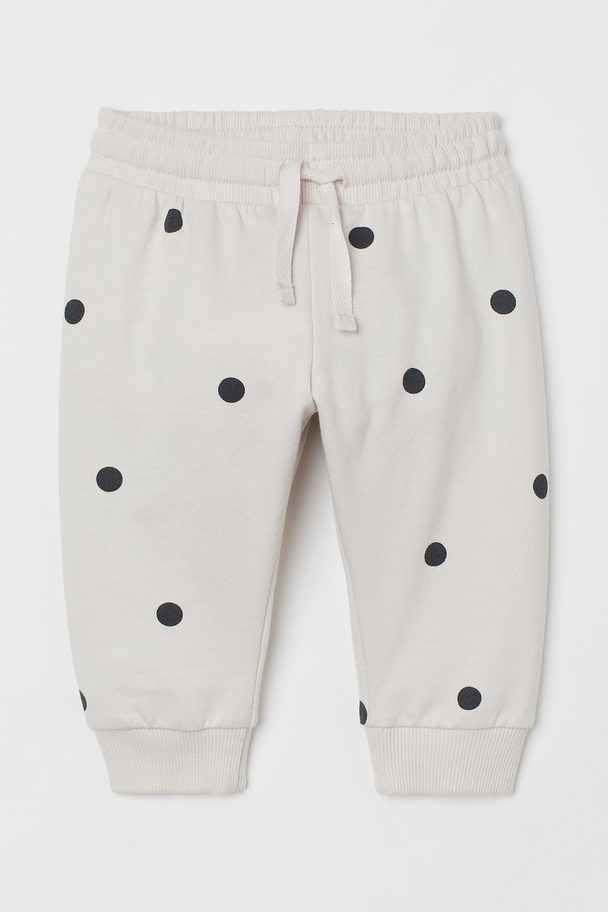 H&M Cotton Sweatpants Light Beige/spotted
