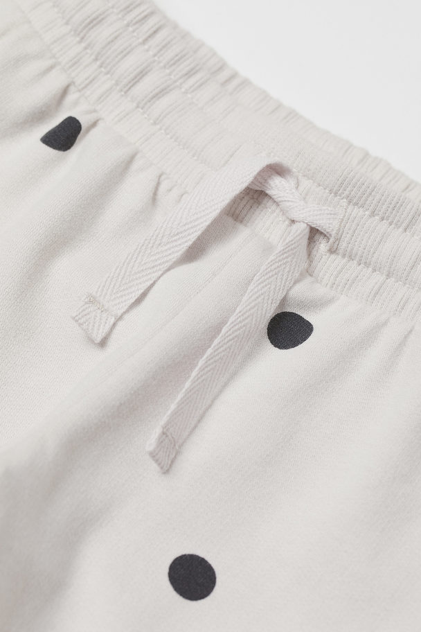 H&M Cotton Sweatpants Light Beige/spotted