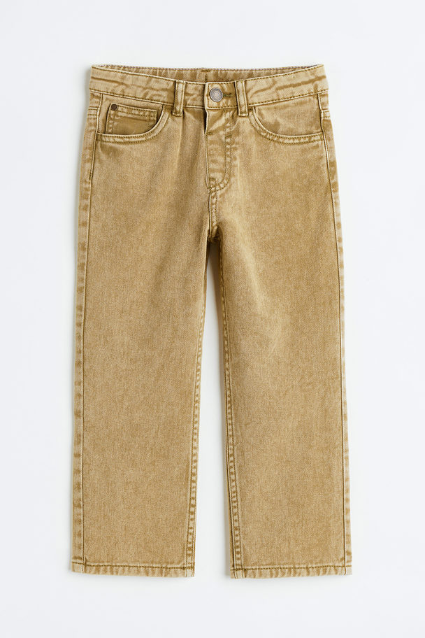 H&M Loose Fit Jeans Olivgrün