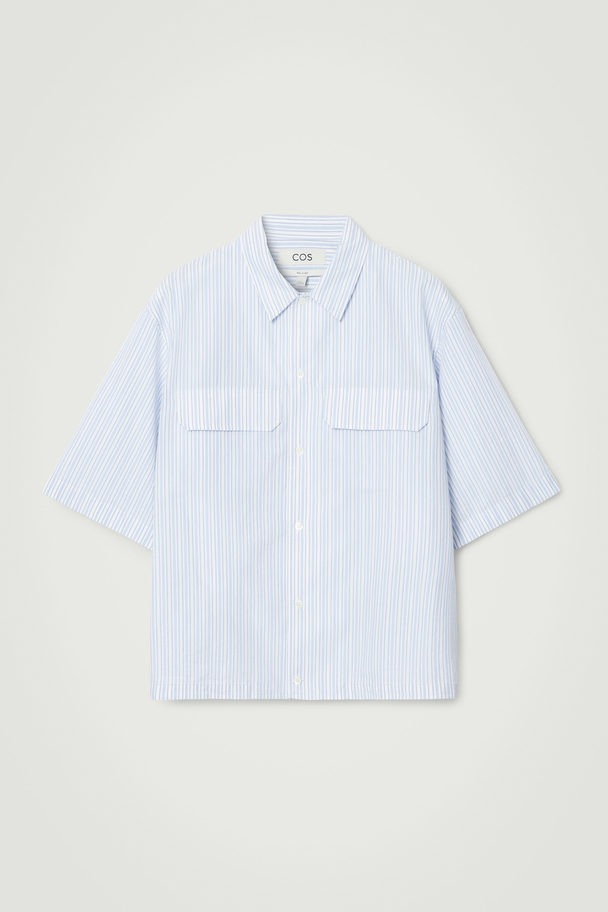 COS Flap-pocket Utility Shirt White / Pinstriped