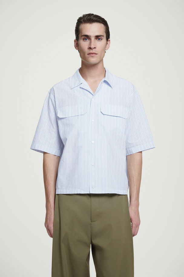 COS Flap-pocket Utility Shirt White / Pinstriped