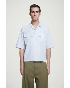 Flap-pocket Utility Shirt White / Pinstriped