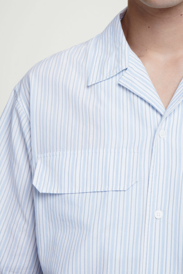 COS Flap-pocket Utility Shirt White / Pinstriped