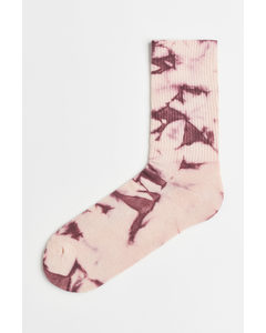 Batik-patterned Socks Light Pink/tie-dye