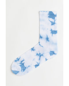 Batik-patterned Socks Light Blue/tie-dye