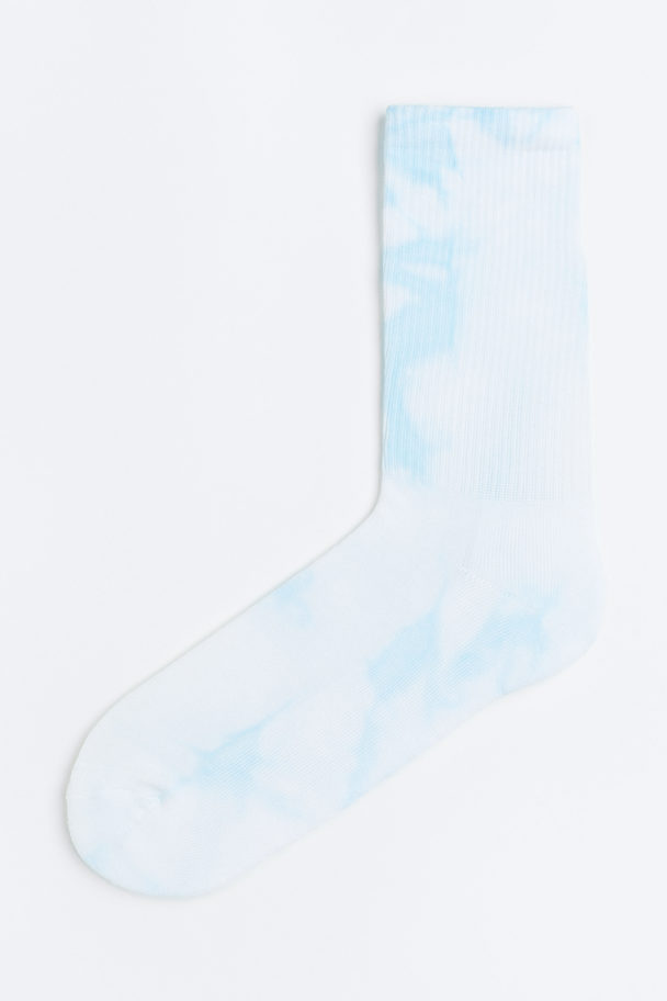 H&M Sokken Met Batikdessin Lichtblauw