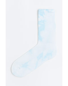 Batik-patterned Socks Light Blue