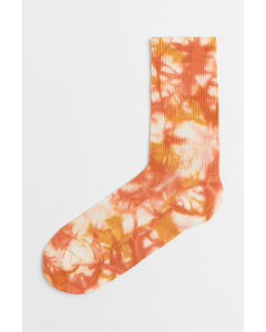Batik-patterned Socks Orange/tie-dye
