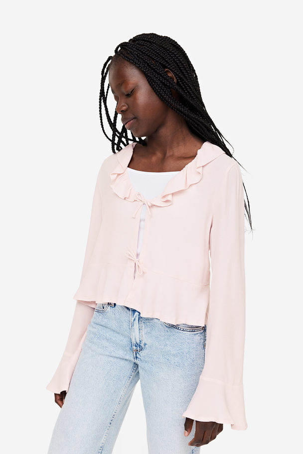 H&M Tie-front Blouse Light Pink