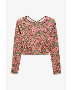 Crop Top With Knots Pink Flowers