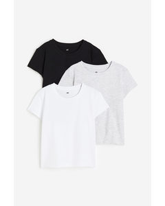 3er-Pack Baumwollshirts Schwarz/Weiß