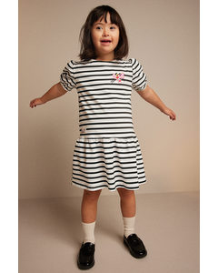 Puff-sleeved Jersey Dress Black/pink Panther