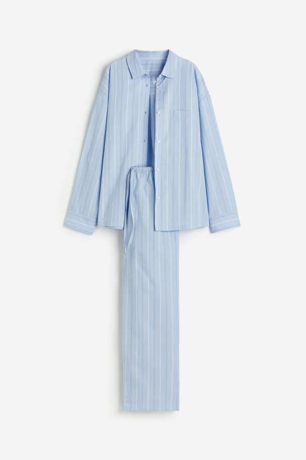 H&M Zweiteiliger Pyjama Hellblau/Gestreift