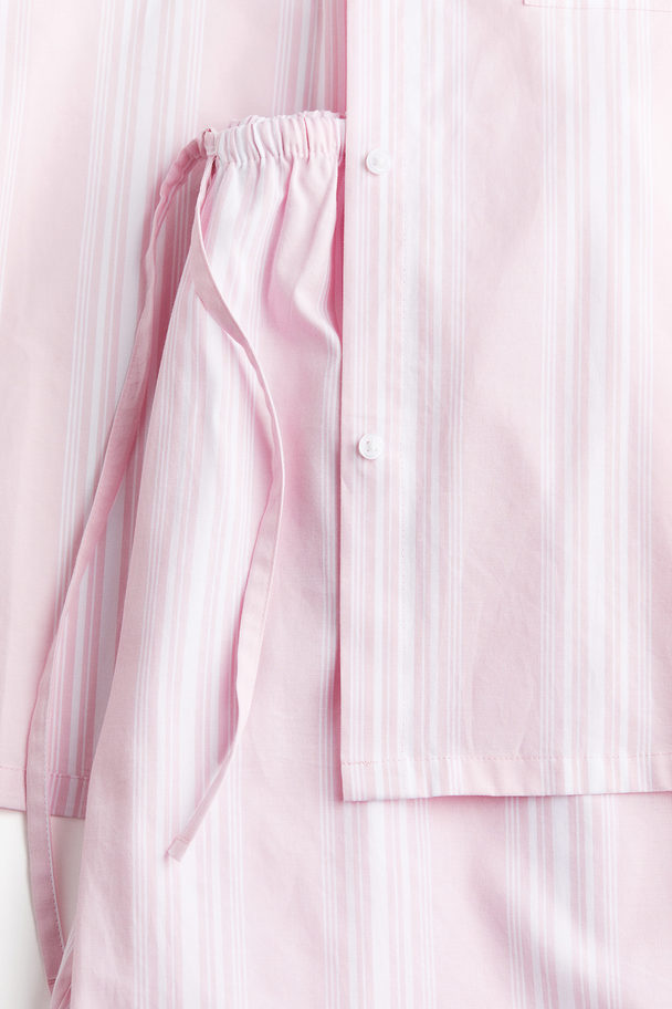 H&M Pyjama Shirt And Bottoms Light Pink/striped