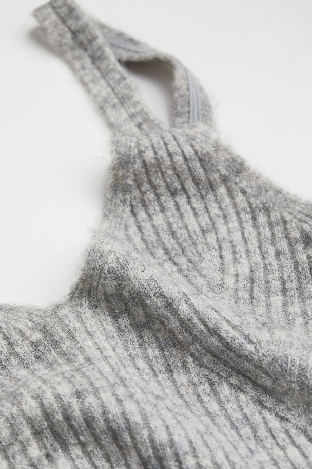 H&M Rib-knit Dress Light Grey Marl