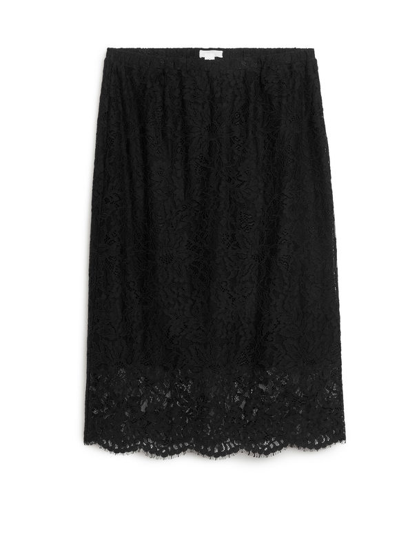 ARKET Lace Midi-skirt Black