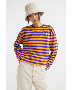 Long-sleeved Printed Top Orange/striped