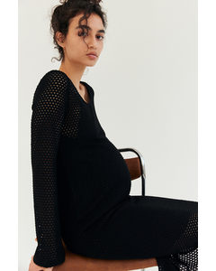 Mama Hole-knit Dress Black
