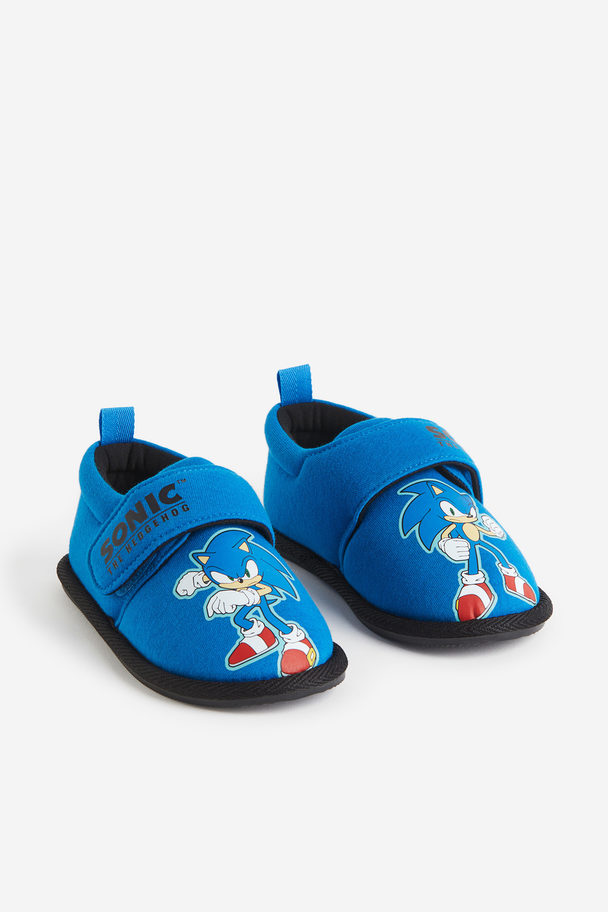 H&M Jersey Slippers Bright Blue/sonic The Hedgehog