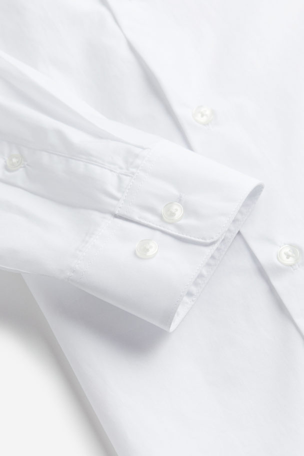 H&M Popeline-Hemd in Regular Fit Weiß
