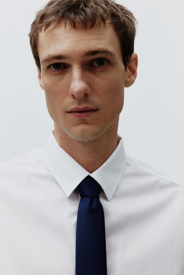 H&M Popeline-Hemd in Regular Fit Weiß