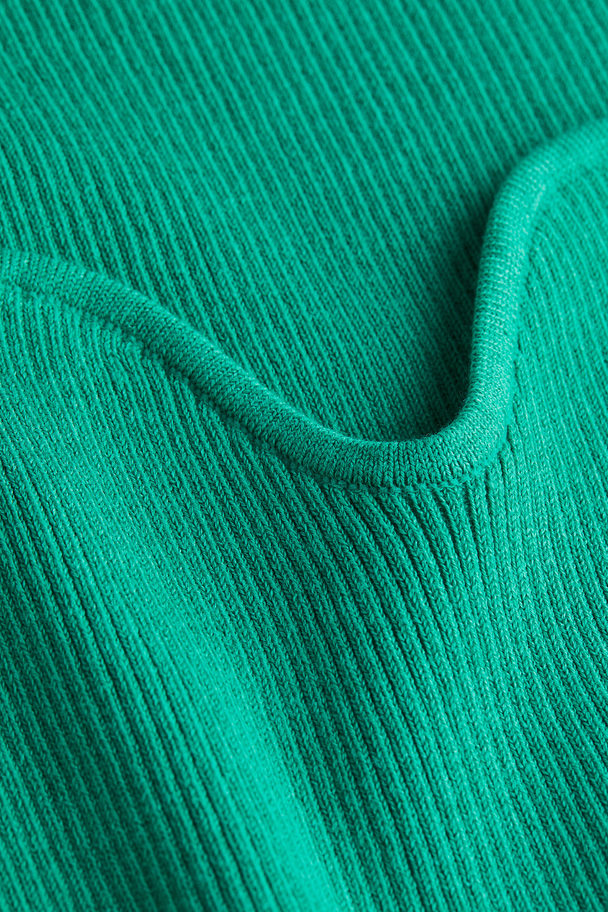 H&M Rib-knit Top Green Turquoise