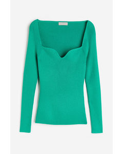 Rib-knit Top Green Turquoise