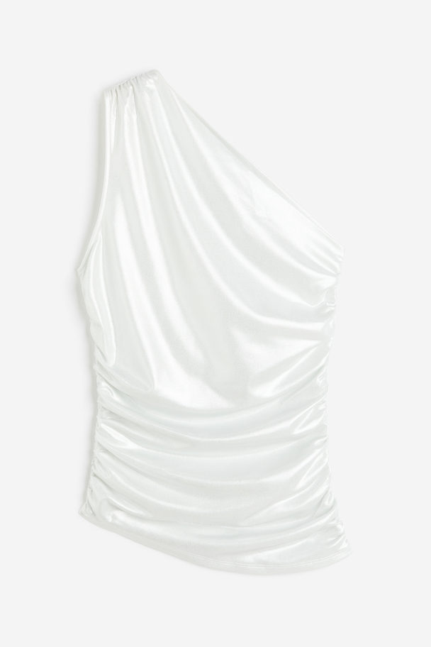 H&M One-Shoulder-Shirt mit Raffungen Silberfarben