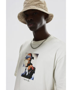 Loose Fit Printed T-shirt White/2pac