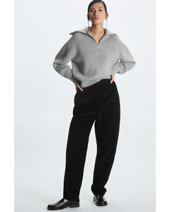 Relaxed-fit Corduroy Trousers Black