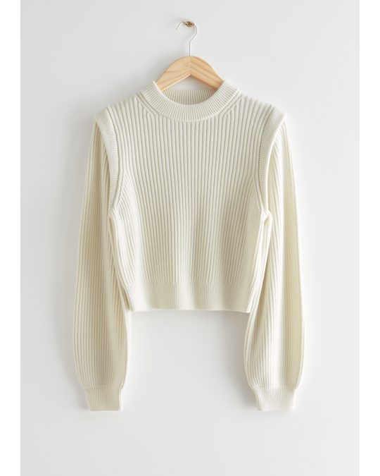 & Other Stories Extended Shoulder Knit Sweater Cream