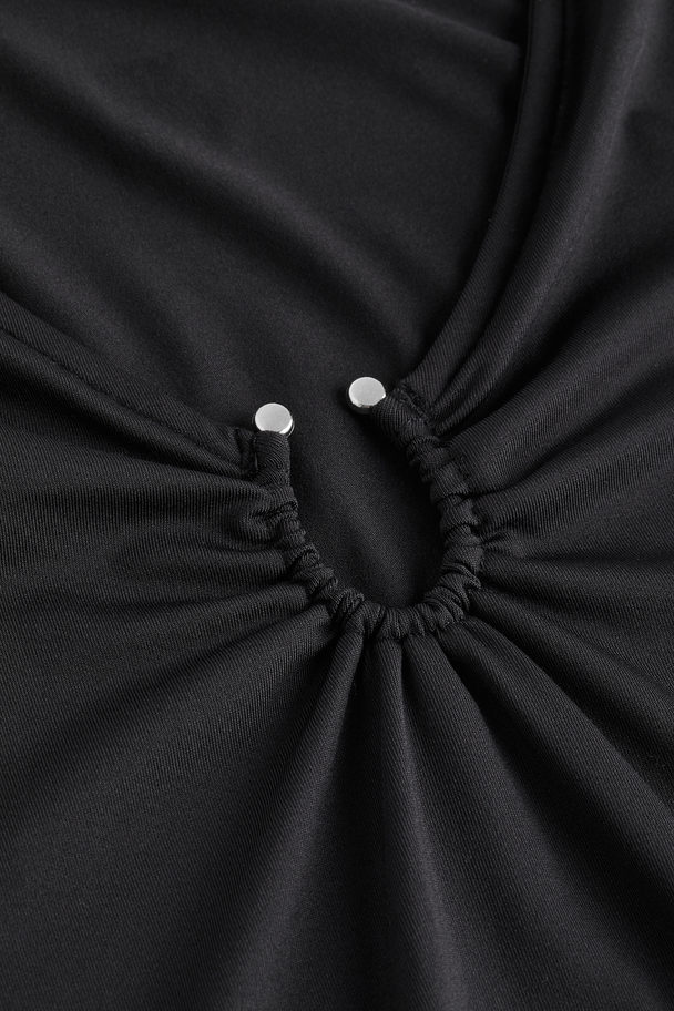 H&M Buckle-detail Top Black