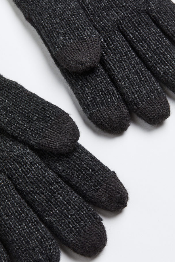H&M Gestrickte Smartphone-Handschuhe Dunkelgrau