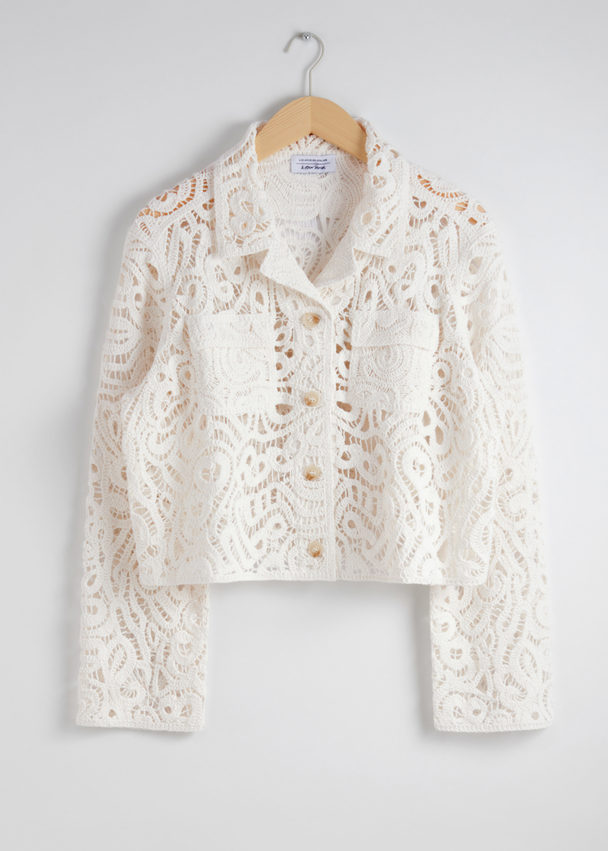 & Other Stories Patch-pocket Lace Jacket White