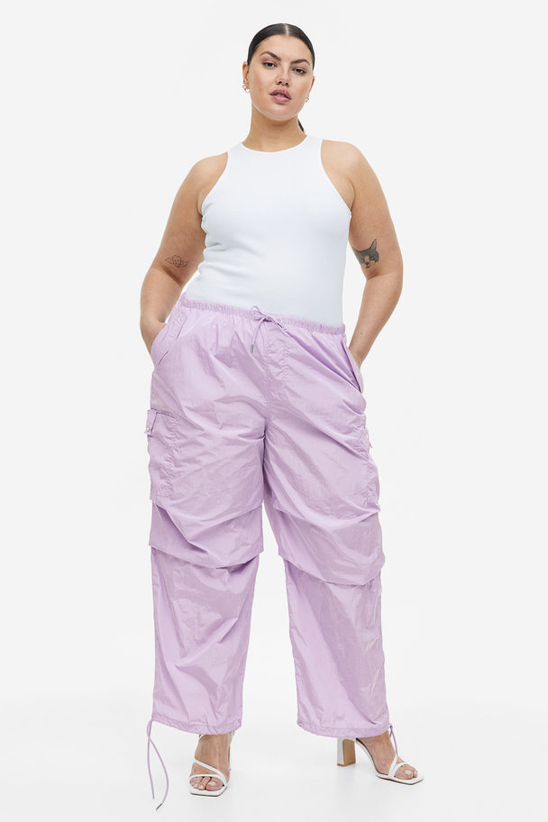 H&M H&m+ Nylon Parachute Trousers Light Purple