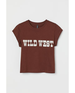 Kurzes Jerseyshirt Braun/Wild West