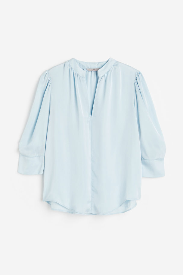 H&M Bluse mit Stehkragen Hellblau